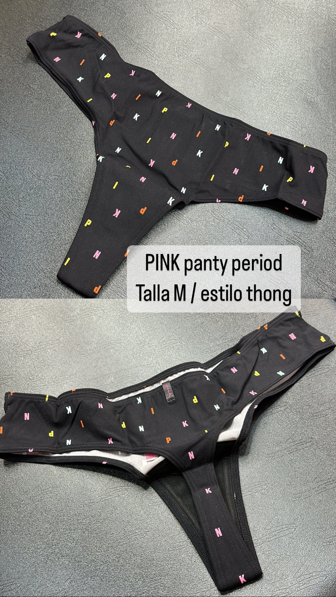 PINK Panty Period Thong Black